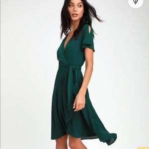 Rise to the Occasion Emerald Green Midi Wrap Dress